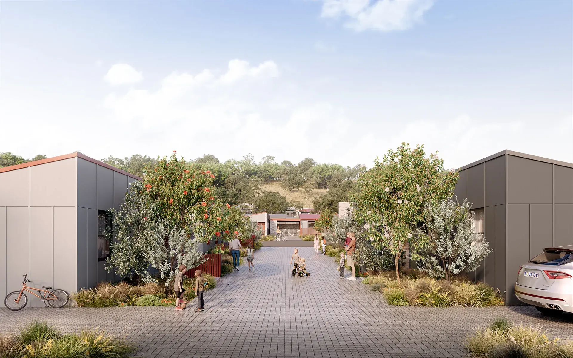 Central courtyard located within the Oak Rise Housing project.