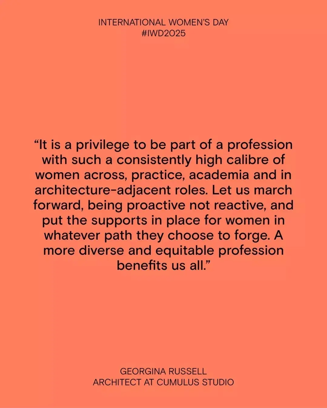 A quote from Georgina talking about the importance of women in practice.