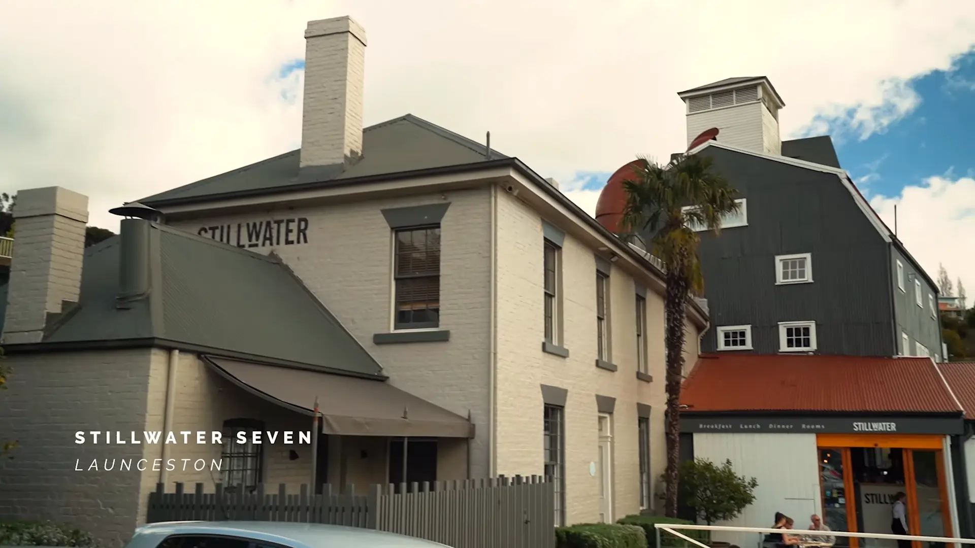 Exterior view of Stillwater Seven and the adjoining restaurant buildings in Launceston.