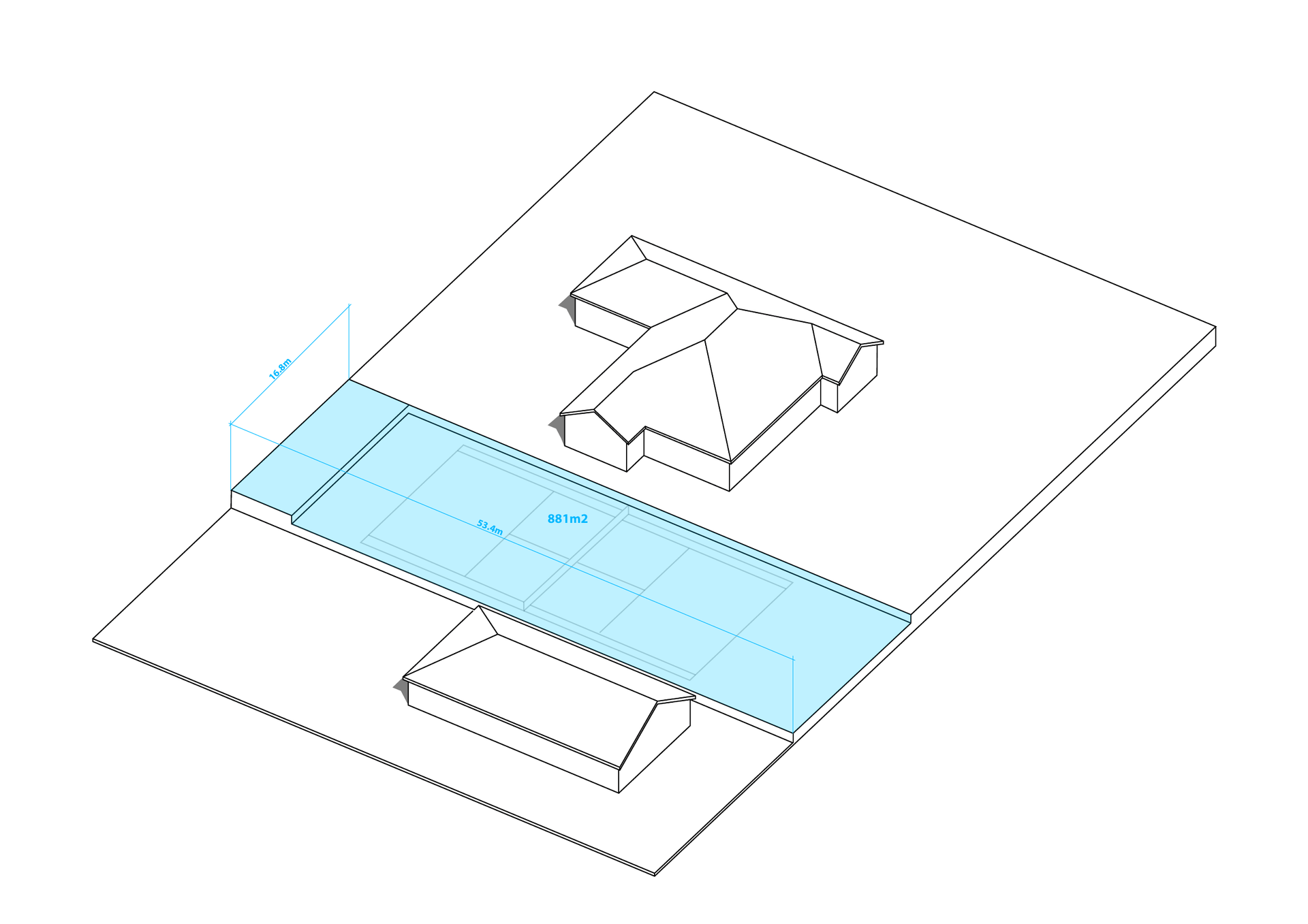An animated diagram that explains the massing of the building.