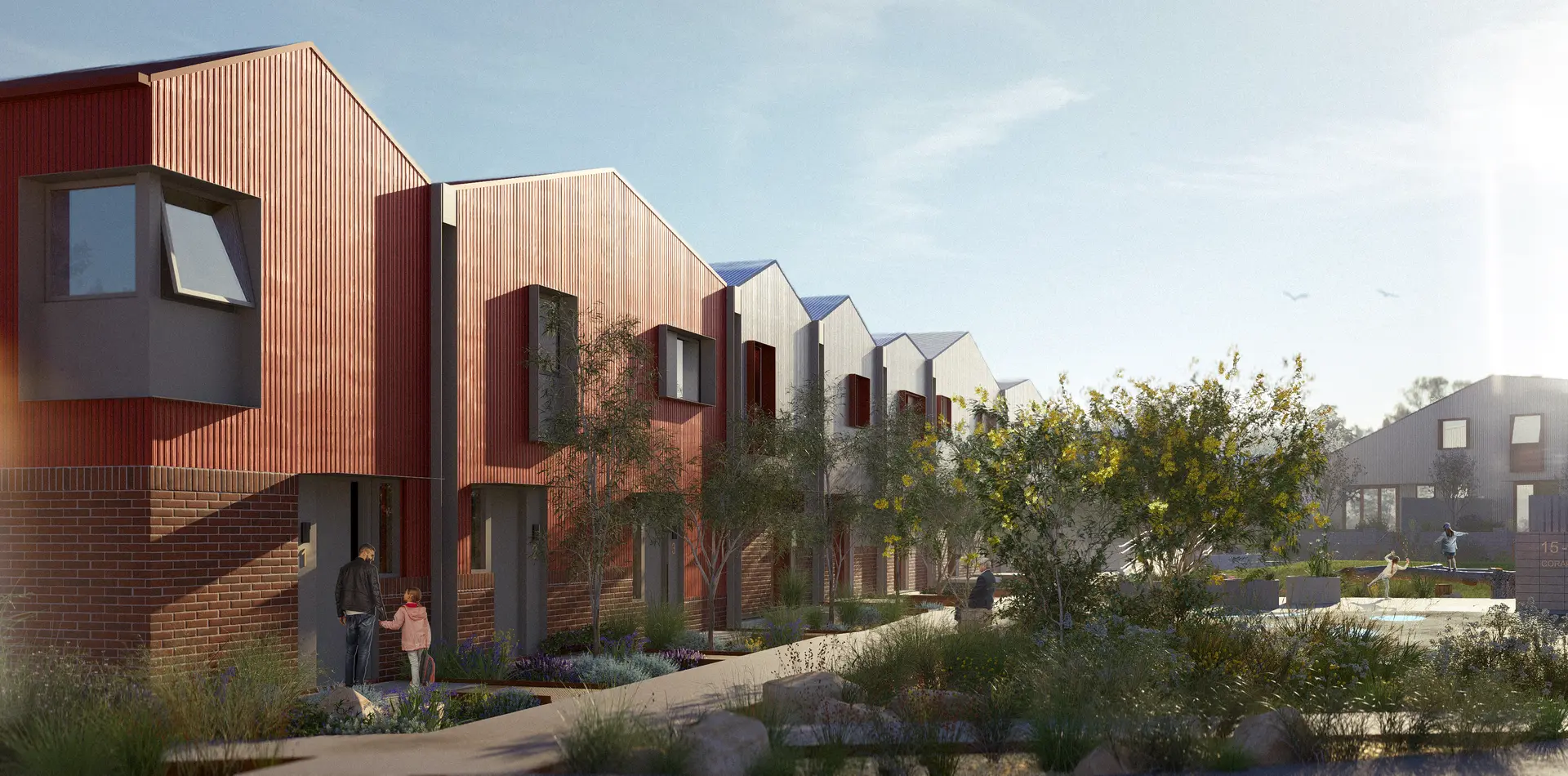 Rendered image of the entries to the new apartments that are currently under construction.