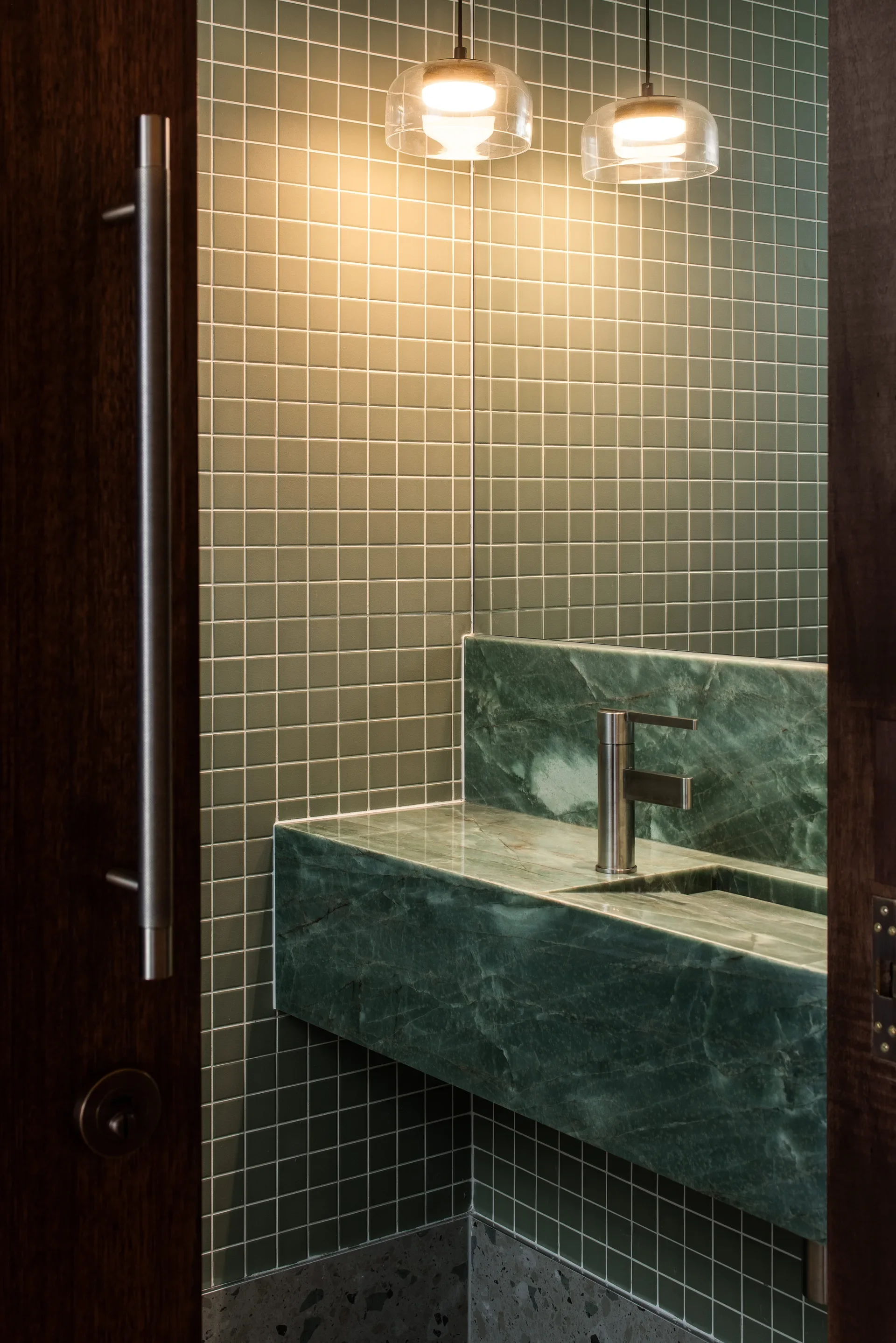 A detail of the tiling in the toilets.