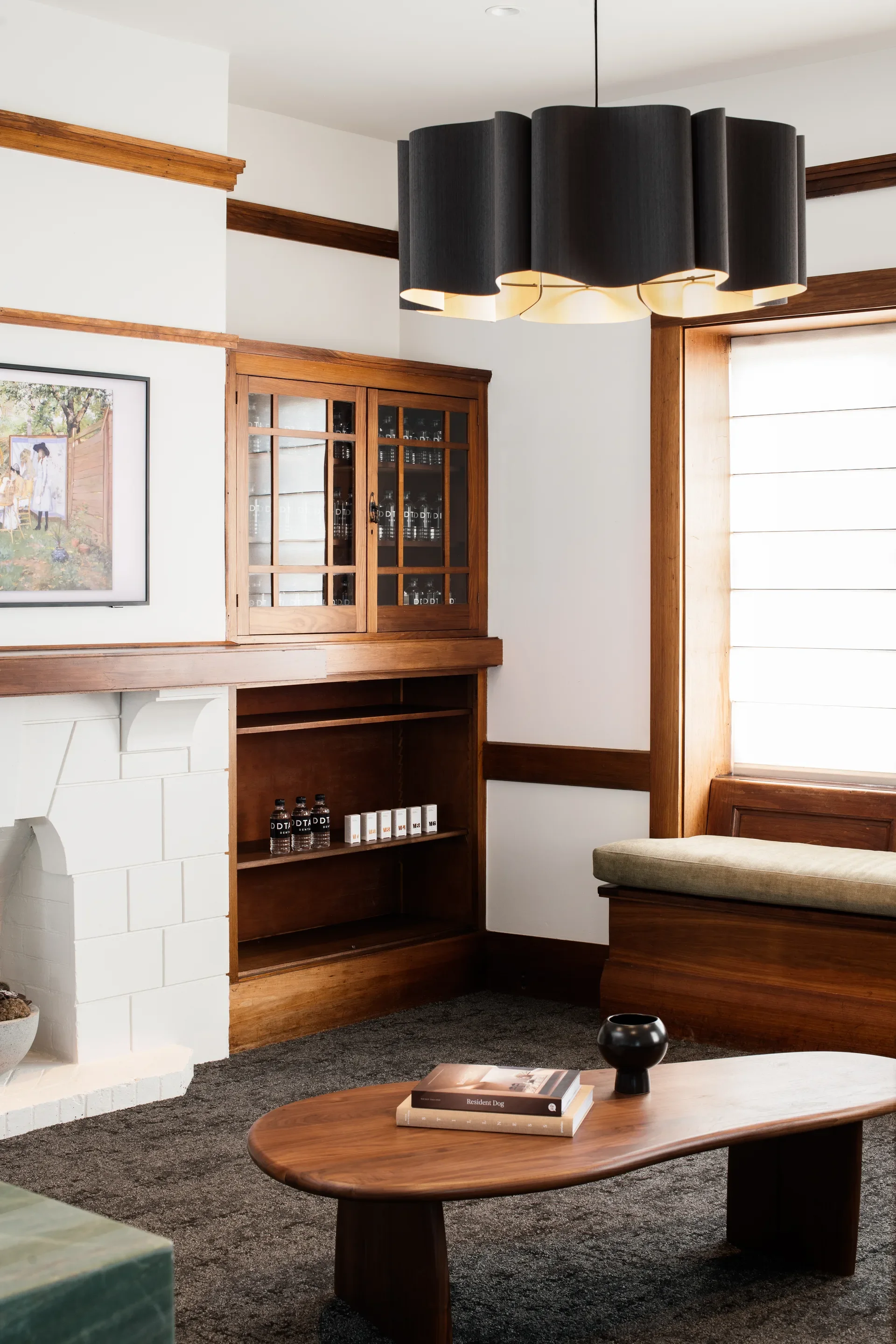 A detail of the refurbished interior of the existing building.