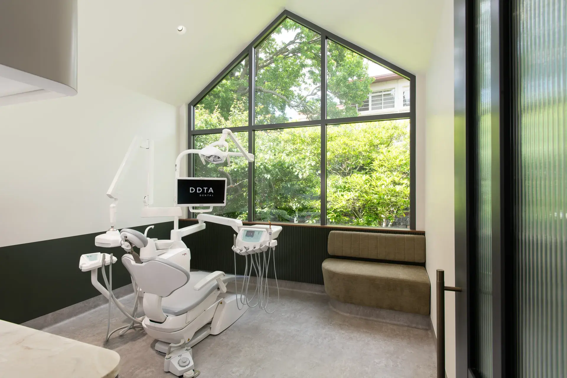 A view from the consulting room to the adjacent historic garden.