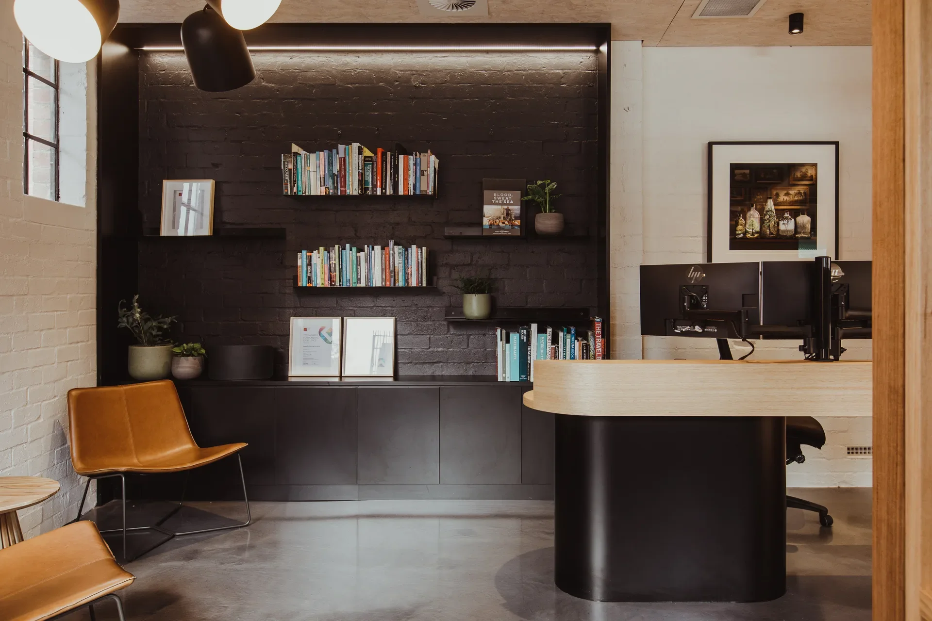 The warm reception space.