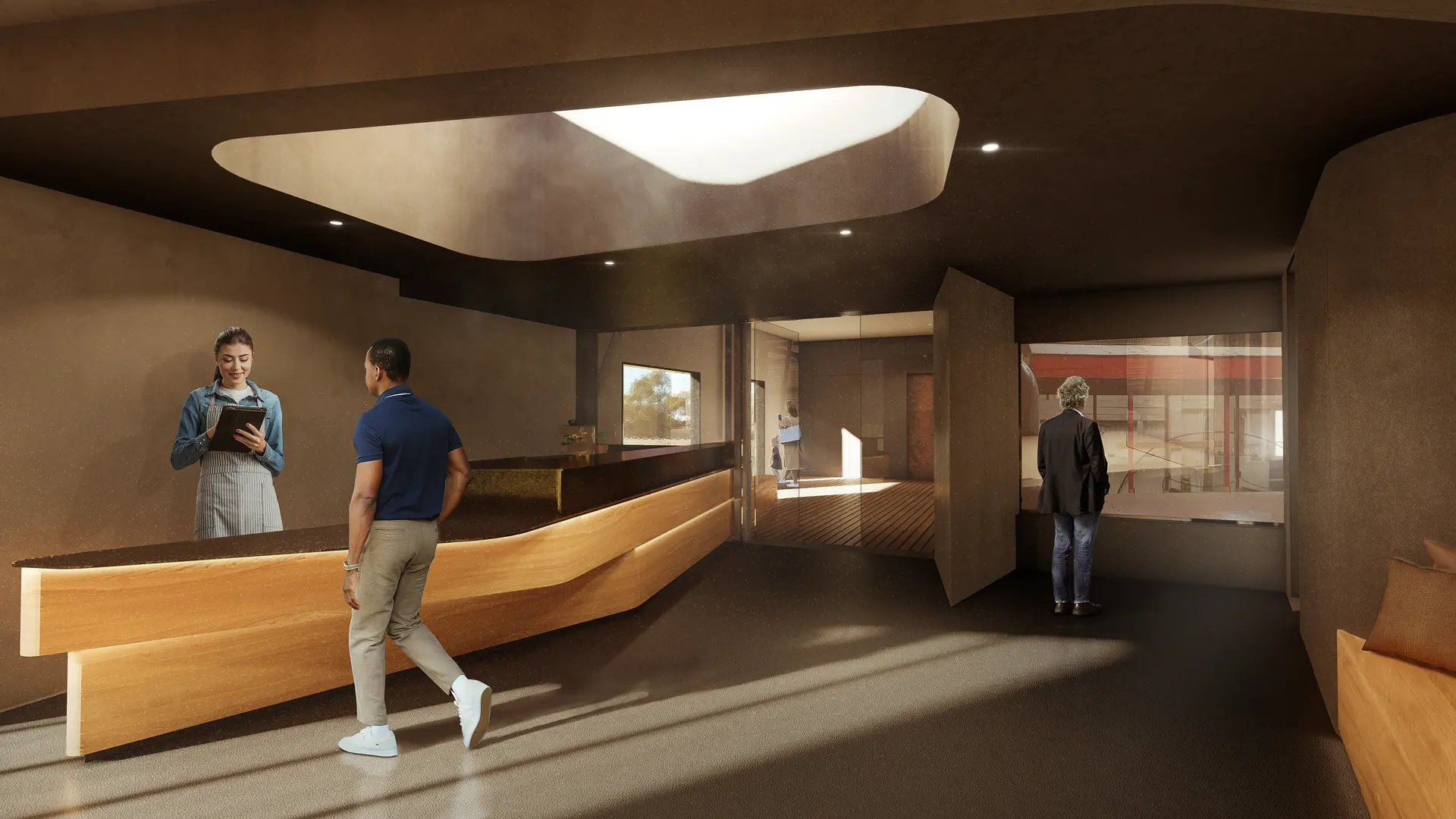 Rendered image of the interior of the proposed visitor centre.
