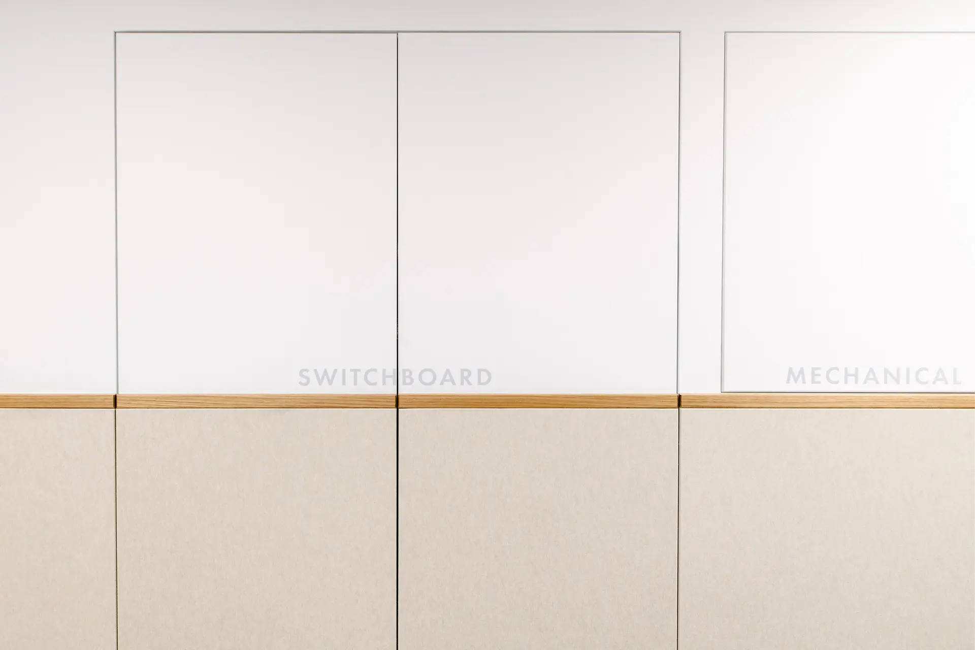 Sleek and seamless joinery details for the switch board and mechanical compartments.