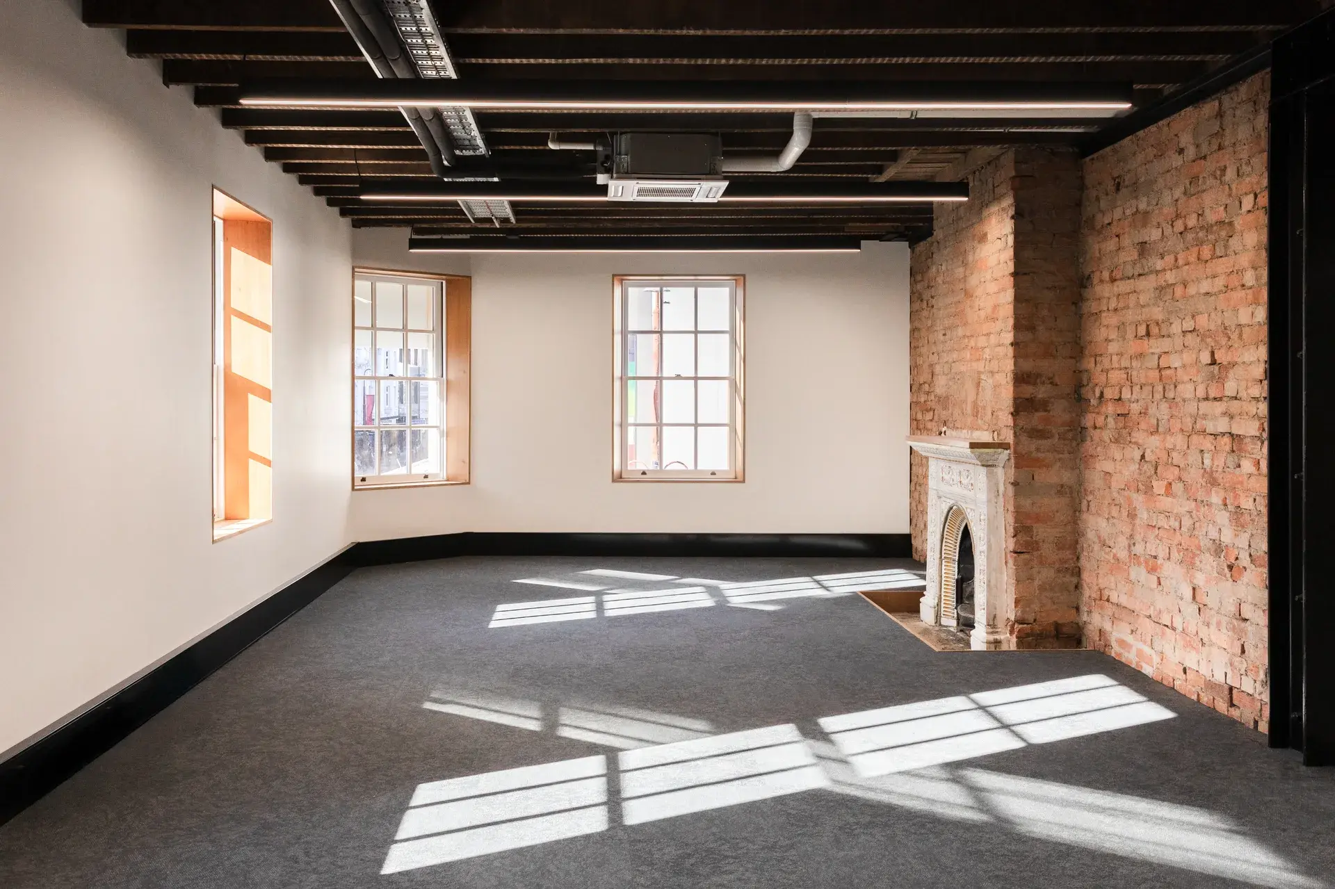 The light filled office interiors.