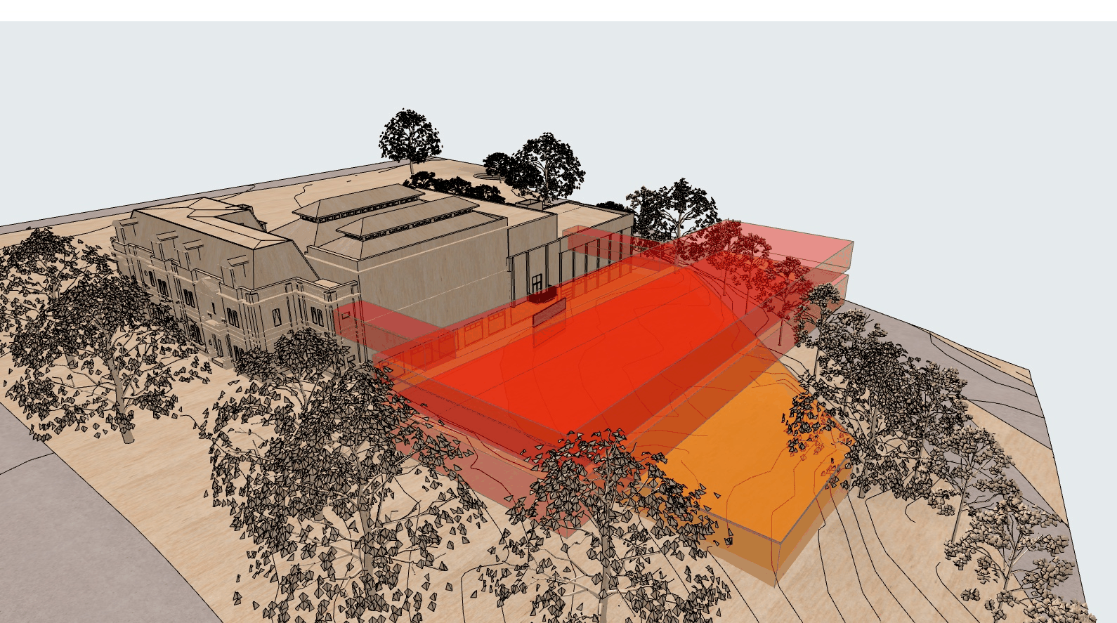 An animation comparing the massing of the three options.