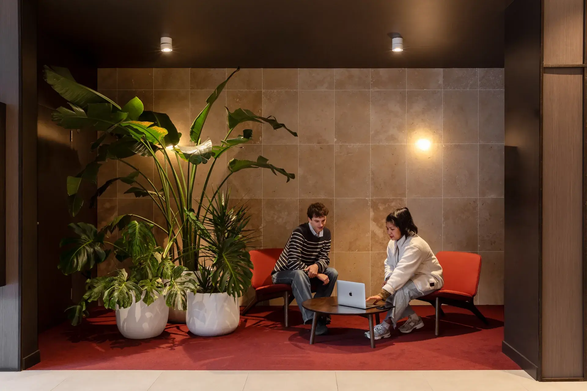 A new seating nook in the lobby space.